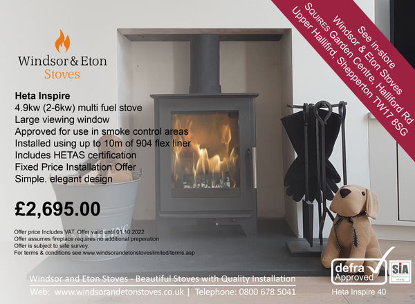 Heta Inspire 40 and Fixed Price Installation - Windsor and Eton Stoves ltd