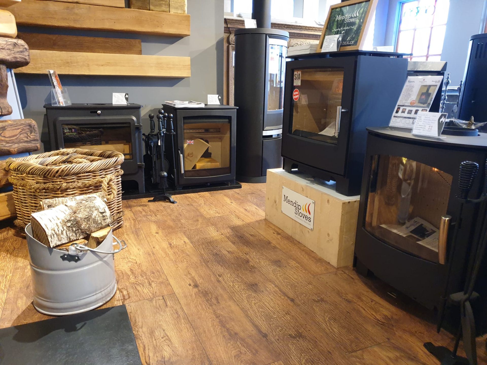 Wood burning and multi-fuel stoves on display in the Windsor & Eton Stoves showroom