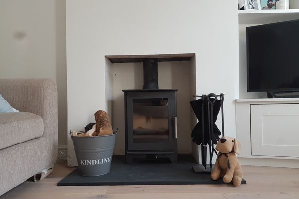 Multi-fuel stove installation in a Berkshire living room