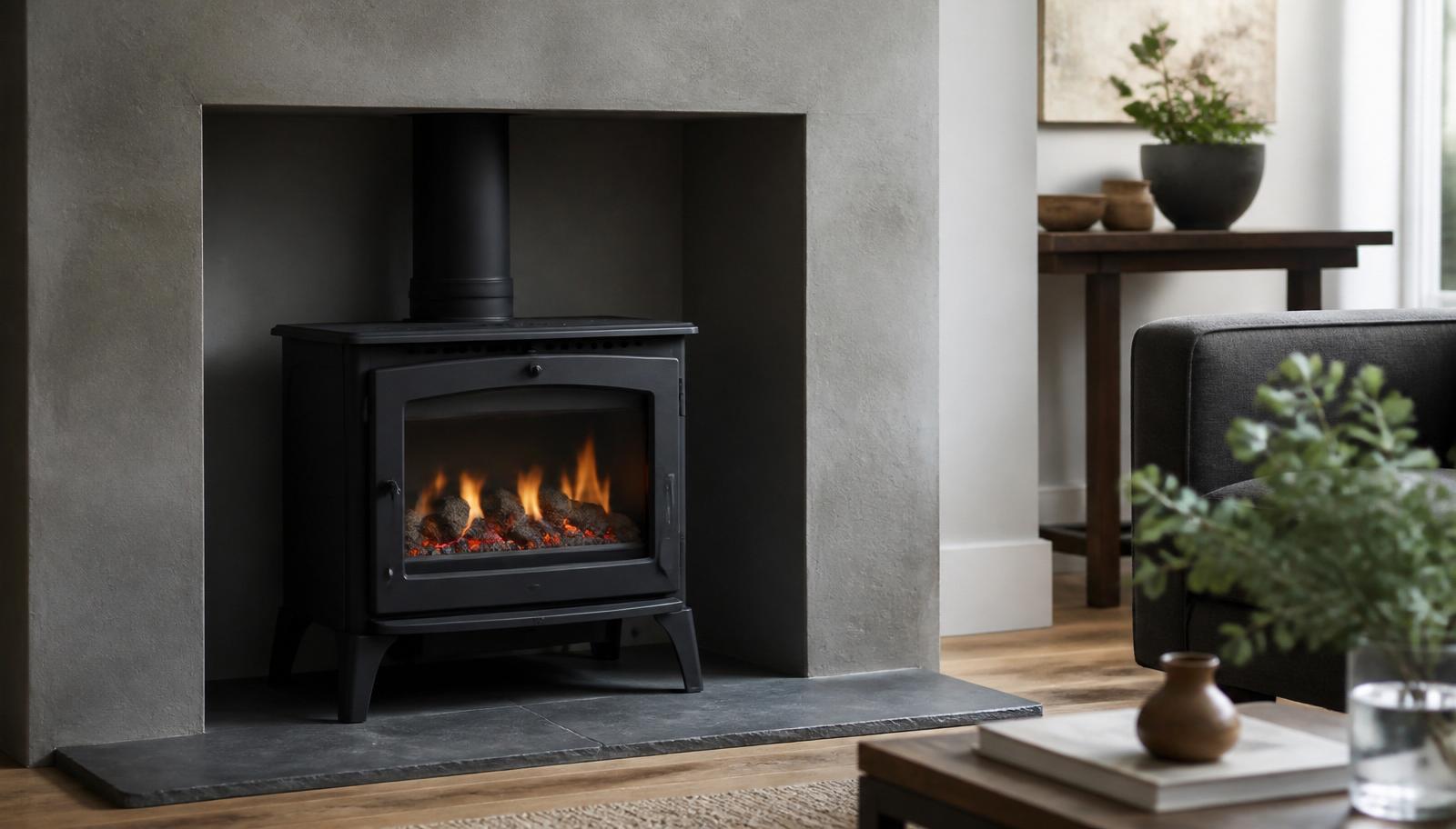 Modern gas stove installation with realistic flames in an elegant Berkshire home